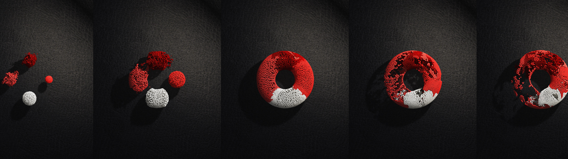 particular rojas y blancas con fondo negro